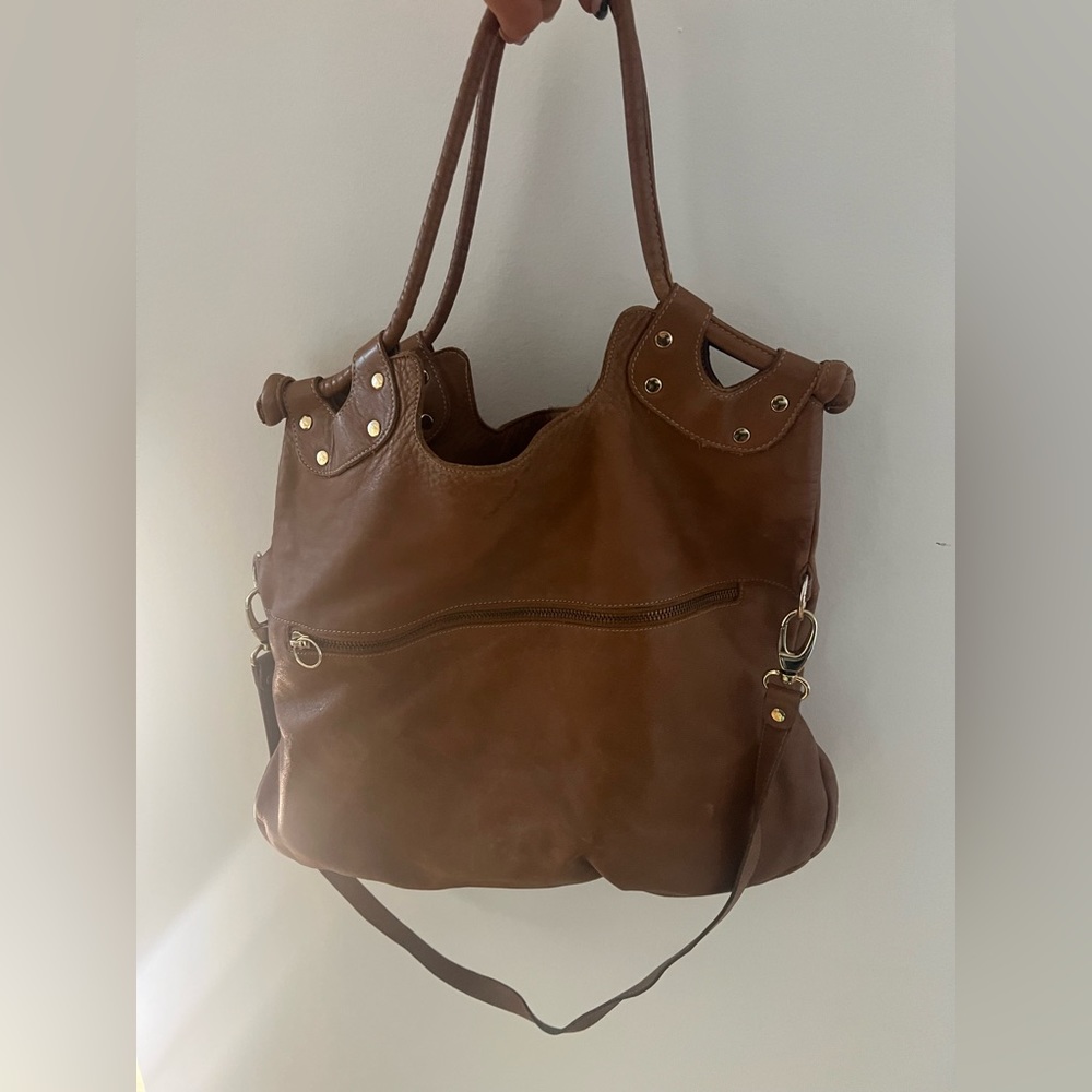 Tan leather purse crossbody large. Pietro Alessandro